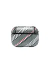 Thom Browne Stripe-pattern Airpods Case In Gray