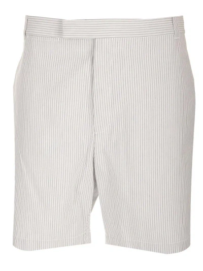 Thom Browne Stripe Patterned Tailored Shorts In Grey