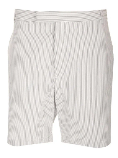 Thom Browne Stripe-pattern Tailored Shorts In Grey