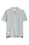 Thom Browne Stripe Piqué Polo In Light Grey