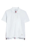 Thom Browne White Short Sleeve And Front Buttoning Polo In White