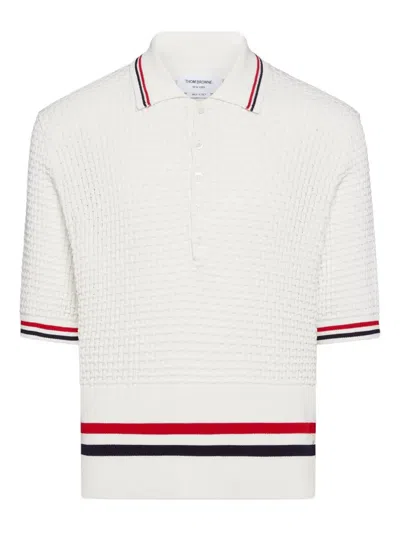 Thom Browne Stripe Polo Shirt In White
