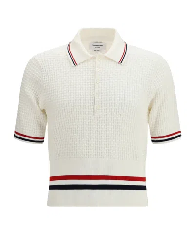 Thom Browne Short-sleeved Polo Shirt In White