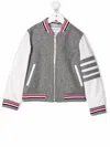 Thom Browne Stripe-print Bomber Jacket In Grey