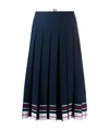 Thom Browne Stripe-print Box-pleat Skirt In Black