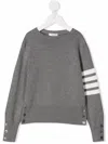 Thom Browne Stripe-print Cotton Sweater In Grey