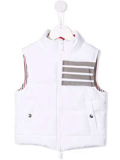 Thom Browne Kids' Stripe-print Down Gilet In White