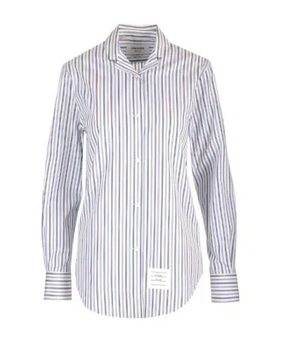 Thom Browne Stripe-print Long-sleeved Shirt In White