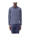 Thom Browne Stripe-print Long-sleeved T-shirt In Blue