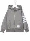 Thom Browne Stripe-print Zipped Hoodie In Grey