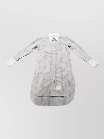 Thom Browne Stripe Shirt Dress Knee Length Collar In Gray