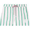 Thom Browne Drawstring Striped Printed Swim Trunks In Green