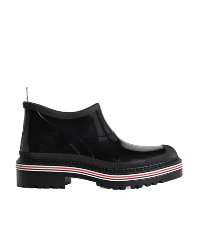 Thom Browne Stripe-trim Ankle Boots In Black