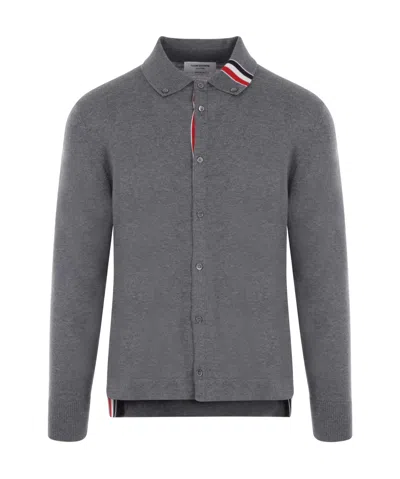 Thom Browne Stripe-trim Detail Knit Cardigan In Gray