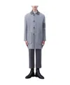 Thom Browne Stripe-trim Detail Single-breasted Coat In Gray