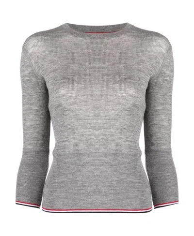 Thom Browne Stripe-trim Knit Jumper In Gray