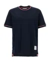 Thom Browne Navy Cotton Rugby Short Sleeve T-shirt In Black
