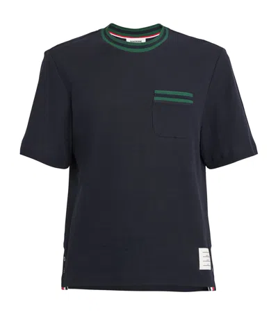 THOM BROWNE STRIPE-TRIM T-SHIRT