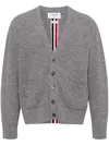 Thom Browne Rwb-stripe Wool Cardigan In 灰色