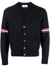 Thom Browne Rib Stitch Wool Cardigan In Blue
