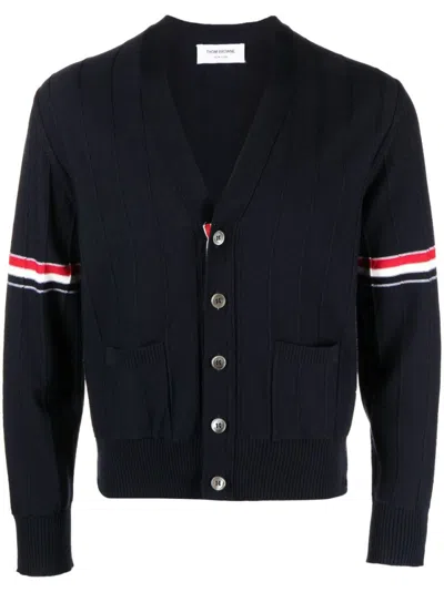 THOM BROWNE THOM BROWNE STRIPE V-NECK CARDIGAN