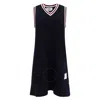 Thom Browne Piquet Dress With V Neckline And Arm Holes In Blue