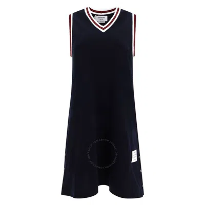 THOM BROWNE THOM BROWNE STRIPE V-NECK CLASSIC PIQUE TENNIS DRESS