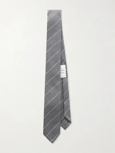 Thom Browne Striped 8cm Wool Neck Tie In Gray