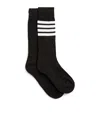 Thom Browne Calzini Lunghi 4 Bar In Cotone Leggero In Black