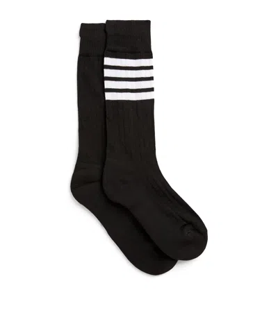 Thom Browne Striped Athletic Mid-calf Socks In Black