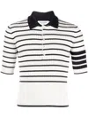 Thom Browne 4-bar Stripe Knitted Polo Shirt In White