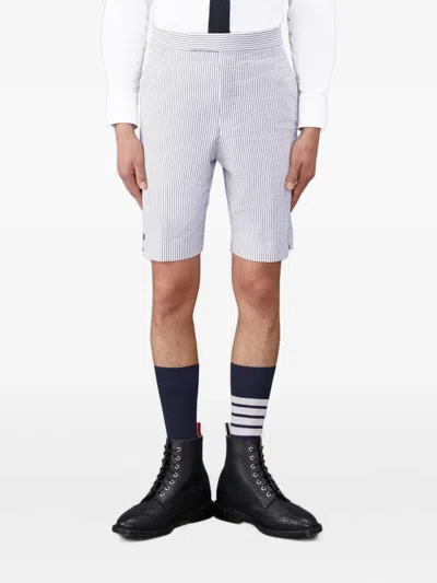 Thom Browne Striped Back-strap Shorts In Multi
