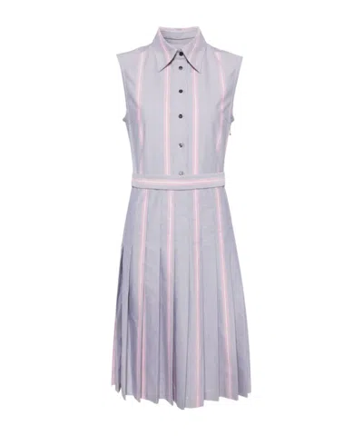 THOM BROWNE STRIPED BELTED DRESS