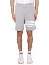 Thom Browne Grey Striped Bermuda Shorts In Grey