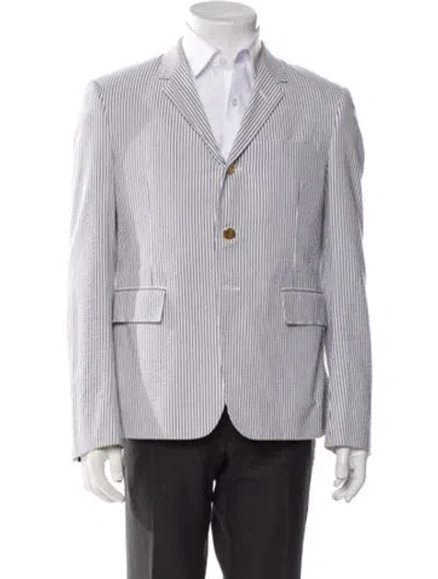 Pre-owned Thom Browne Striped Blazer In Blue