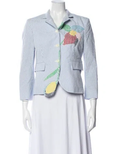 Pre-owned Thom Browne Striped Blazer In Blue/white