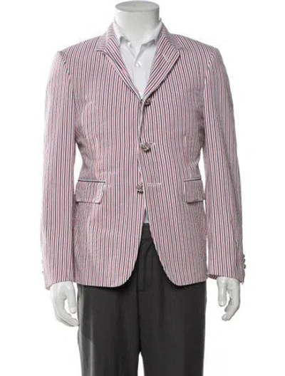 Pre-owned Thom Browne Striped Blazer In Red