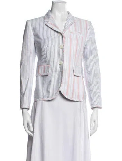 Pre-owned Thom Browne Striped Blazer In Red
