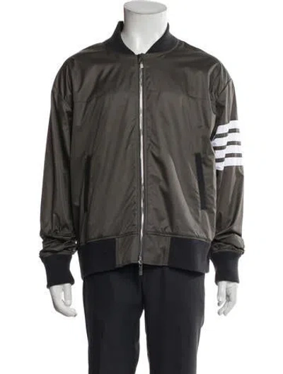 Pre-owned Thom Browne Striped Bomber Jacket In Gray