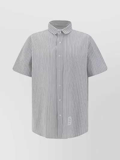 Thom Browne Striped Button-down Shirt Front Pocket In Gray