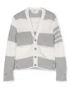 Thom Browne Striped Button-up Cardigan In Grey