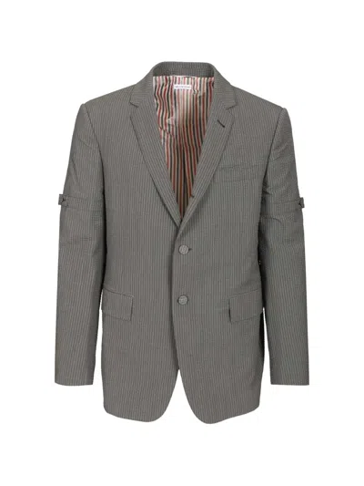 THOM BROWNE STRIPED BUTTONED BLAZER
