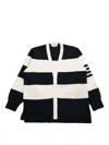 Thom Browne Iconic Bands Striped Cotton Cardigan In Blue