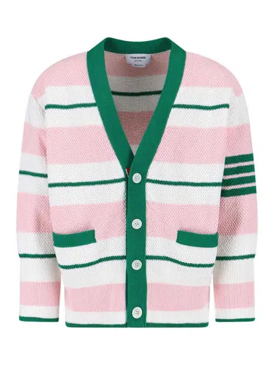 THOM BROWNE STRIPED CARDIGAN