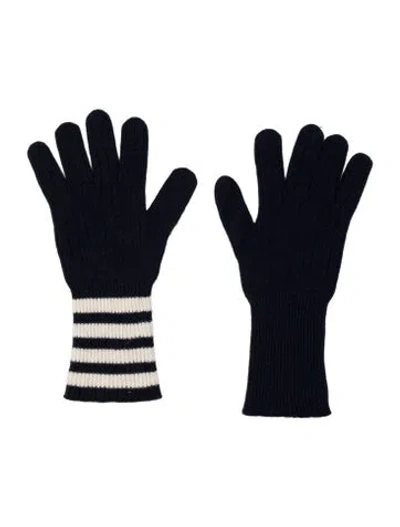 Pre-owned Thom Browne Striped Cashmere Gloves In Blue