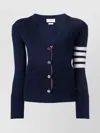 Thom Browne Intarsia Stripes Cashmere Cardigan, Navy