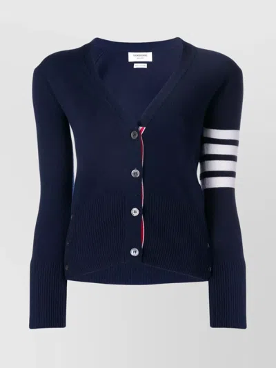 Thom Browne 4bar Cashmere Cardigan In Blue