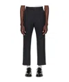 Thom Browne Navy Pinstripe High Twist Wool Backstrap Trousers In Blue