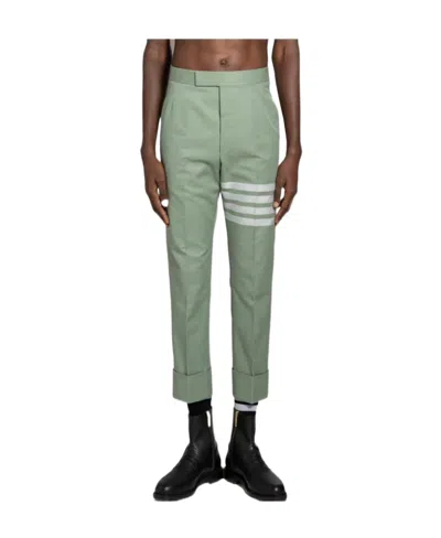 Thom Browne Striped Casual Pants In Green