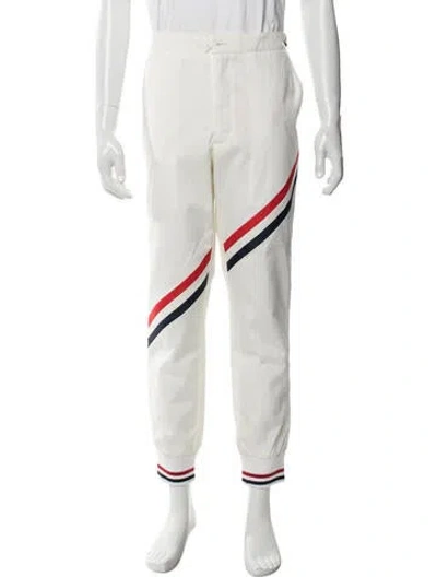 Pre-owned Thom Browne Striped Chinos In White